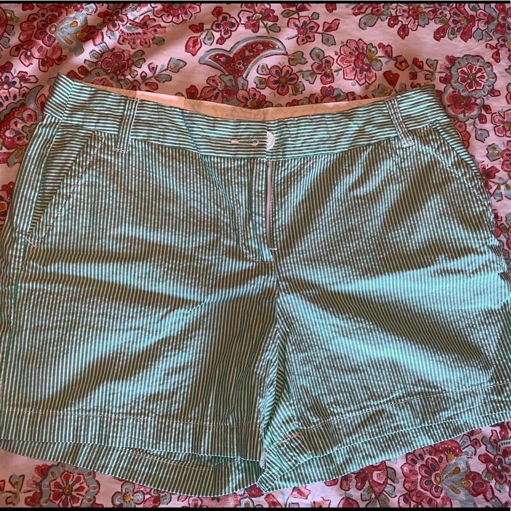 Crown & Ivy Green Pinstripe Shorts